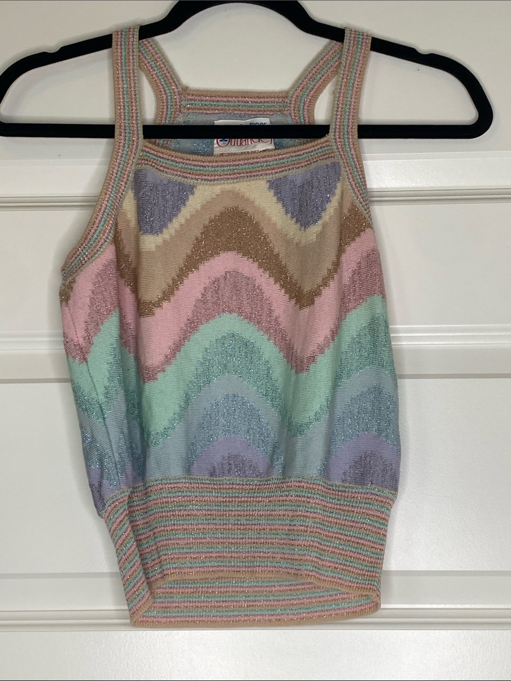Vintage Pastel Chevron Knit Crop Top in Pink, Mint, Lavender, Tan
